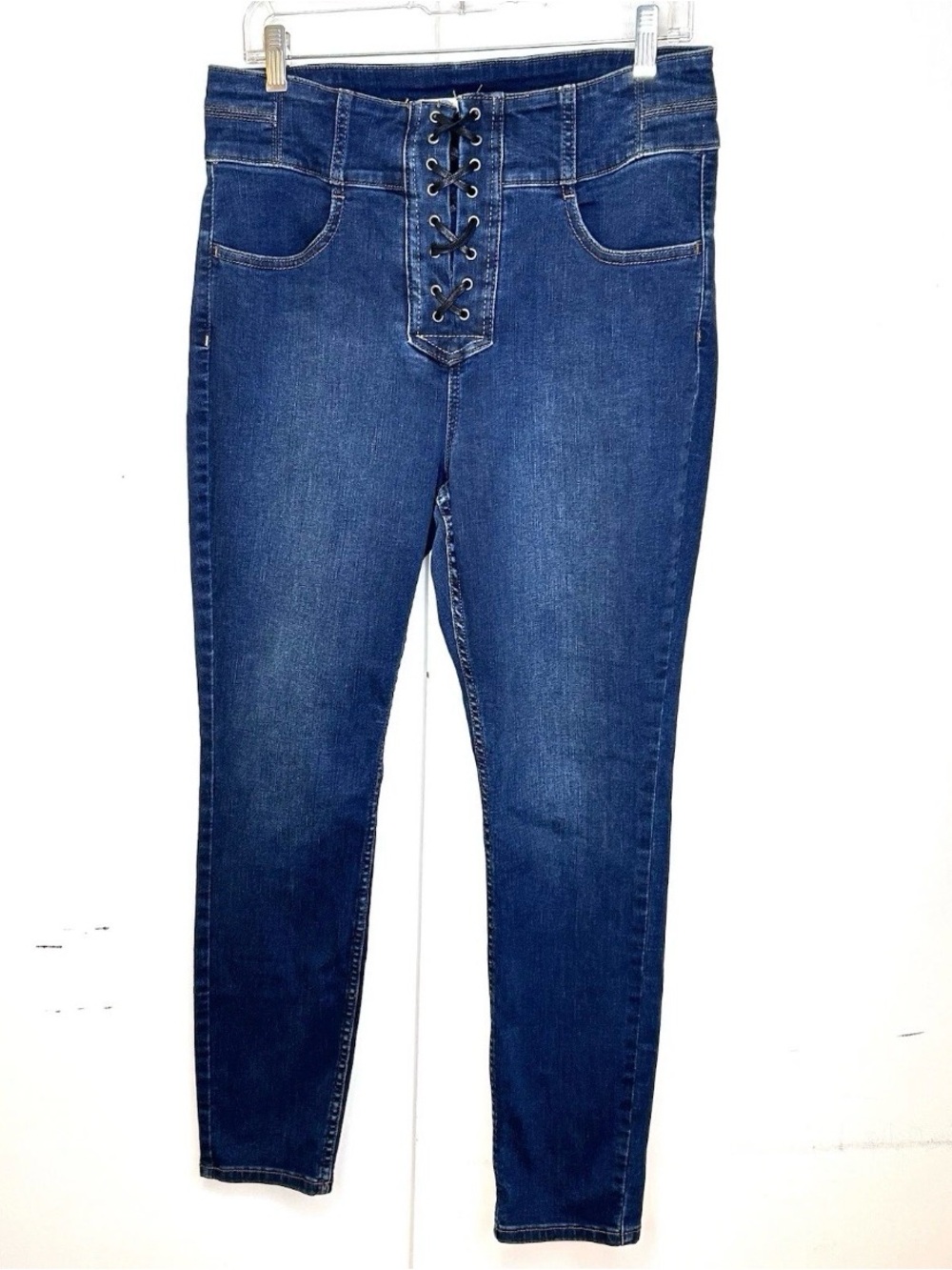 WE THE FREE Free People Crvy High Rise Lace Up Skinny Jeans